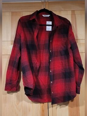 Sonoma Women's Red Plaid Button Down Size L NWT